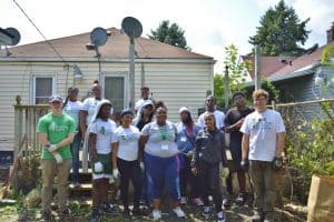 Volunteers from Hope Community Church after a days work at a house in Jefferson-Chalmers.